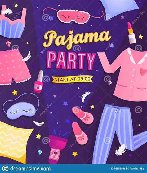 Pajama Party`s Invitation Flyer Stock Vector Illustration Of