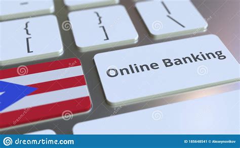 Online Banking Text And Flag Of Puerto Rico On The Keyboard Internet