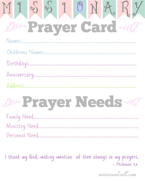 Free Printable Prayer Cards Template