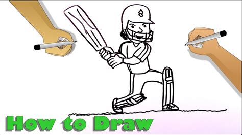 How To Draw A Cricket Player Easy Youtube