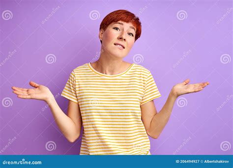 I Don`t Know Redhead Female Is Misunderstanding Stock Image Image Of