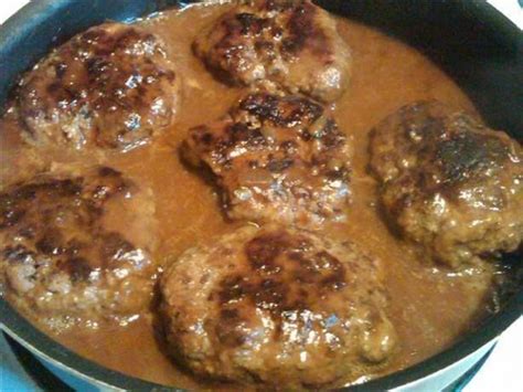 Add the patties to the skillet and cook for 10 minutes on each side. hamburger steak paula deen
