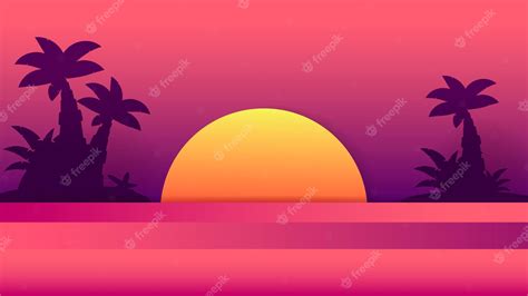 Premium Vector Tropical Sunset Summer Illustration Sunset Logo