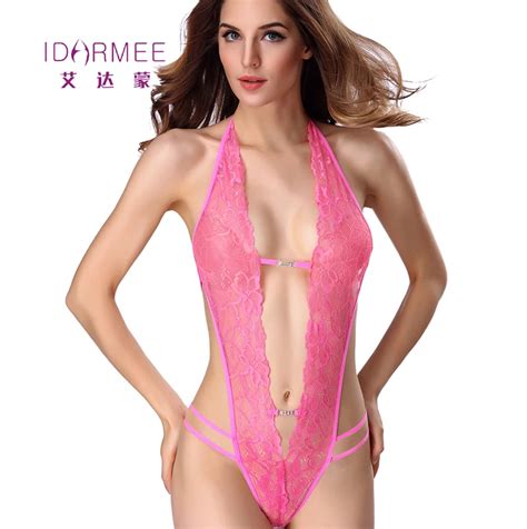 Idarmee S6557 Plus Size Lace Sexy Lingerie Hollow Out Deep V Teddy Hot Shapers Panty Bodysuit