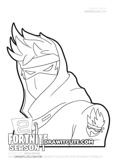 ninja raven fortnite chapter  coloring page draw  cute coloriage foot coloriage