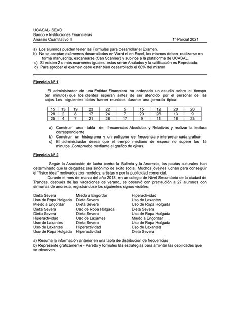 1 ° Parcial Estadisticas 2021 Estadística Aplicada Ucasal Studocu