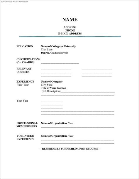 Blank Resume Template Word Free Samples Examples And Format Resume