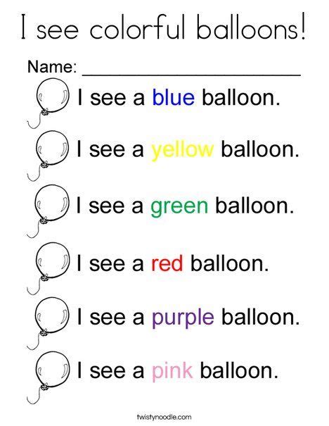 I See Colorful Balloons Coloring Page Twisty Noodle Purple Balloons