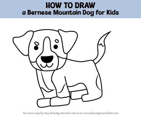 How To Draw A Bernese Mountain Dog For Kids Animals For Kids Step By