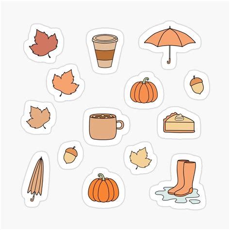 Pack Of Cute Fall Doodles Sticker By Pastel Paletted In 2021 Autumn