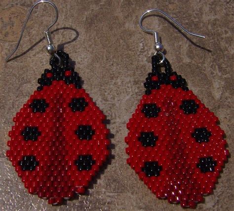 Lady Bug Earrings Hand Made Seed Beaded Etsy In 2021 Beaded