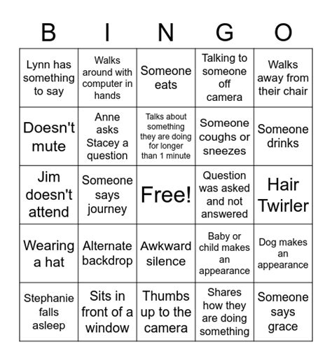 Zoom Call Bingo Card