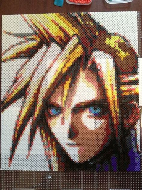 Cloud Strife Perler Bead Portrait By Warriorofpurgatory Perler Bead Art Perler Beads Final