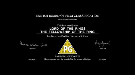 Lotr The Fellowship Of The Ring Bbfc Black Card Youtube