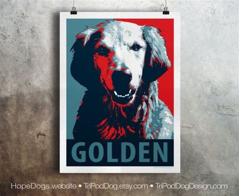 Golden Retriever Pop Art Customizable Political Poster Etsy Golden