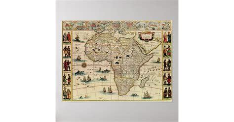 Vintage 1660s Africa Map Poster Zazzle