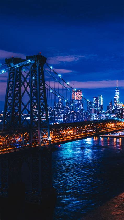New York Night City Bridge Iphone 8 Wallpapers Free Download