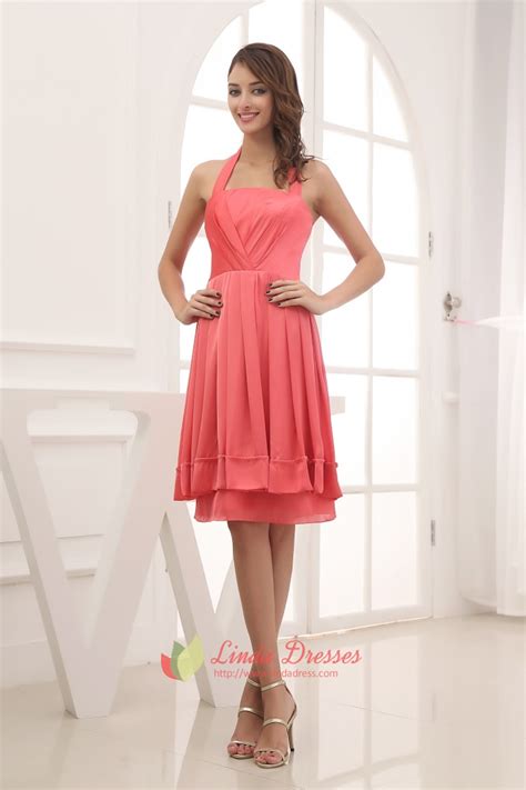Purchasing cheap wedding dresses uk on 27dress.co.uk. Simple Coral Halter Neck Dress,Cheap Coral Bridesmaid ...