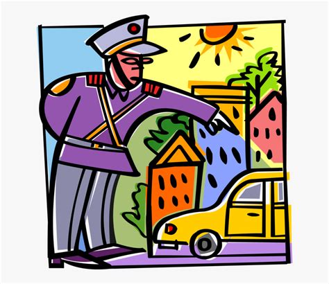 Vector Illustration Of Traffic Cop Police Officer Directing Free