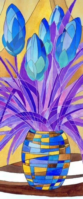 Cubist flower drawing by thrillgraphics.deviantart.com on @deviantart. Tulips in a vase Stretched Canvas 7101 | Cubism art ...