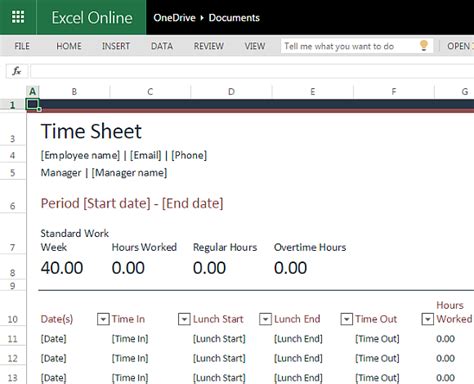 Free Time Sheet Template For Excel Online