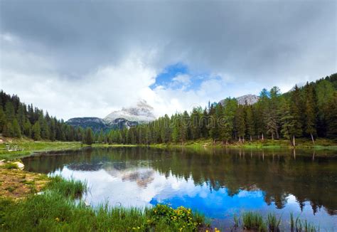 Nature Mountain Scene With Beautiful Lake In Slovakia Tatra Stock Photo