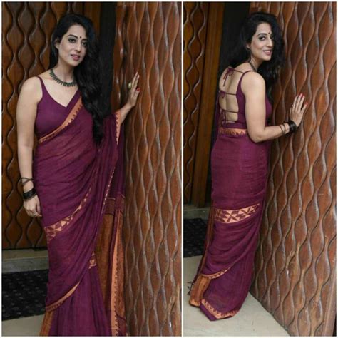 Mahie Gill In Cotton Saree Paired With Matching Sleeveless Backless Blouse