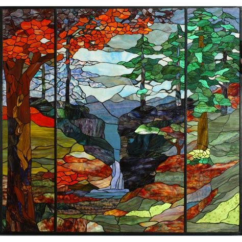 46 5 Inch W X 49 Inch H Tiffany River Of Life Stained Glass Window Custom Made Tiffany