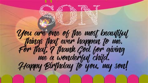 Happy birthday son quotes and messages whether your son is a moody teenager or a cute little boy pick a quote below and wish them happy birthday first birthday wishes the cute quotes on a one year old s greeting card are more about pleasing the parents and family than anything else but don t. Happy Birthday Quotes, Wishes, Greetings, Sms, Sayings, Text, Cards, Messages for Son - YouTube