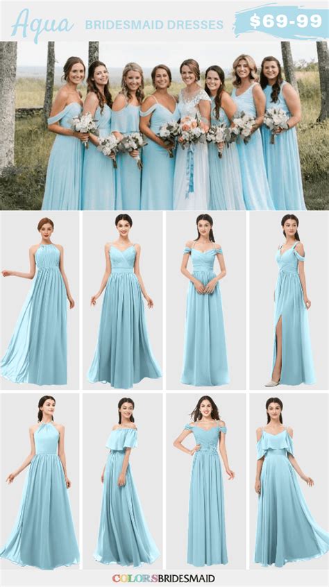 Blue Wedding Aqua Bridesmaid Dresses And Light Colored Invitations