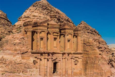 The Monastery Al Deir In Nabatean City Of Petra Jordan Stock Photo