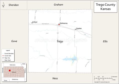 Map Of Trego County Kansas Showing Cities Highways And Important Places