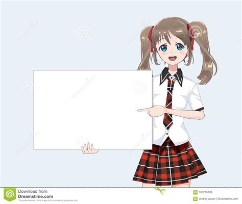 Anime Girl Holding Up Blank Sign