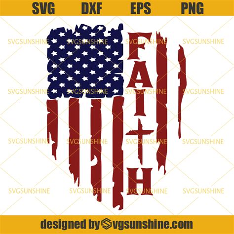 Red White And Blue Distressed American Flag Svg Faith