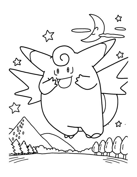 Pokemon Clefable In The Forest Coloring Sheets Pokemon Coloring Pages