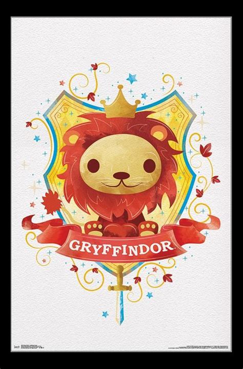 A Drawing Of A Lion With A Banner Around It That Says Gryffindor