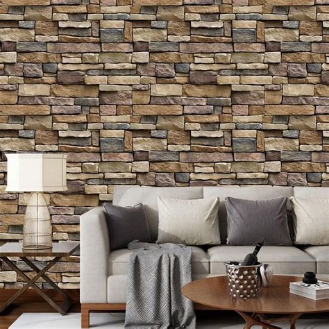 Waterproof Stone Brick Wall Sticker Self Adhesive Wallpaper Home Decor