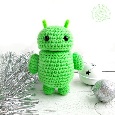 Android Crochet Amigurumi Robot Plush Toy Keychain T Etsy