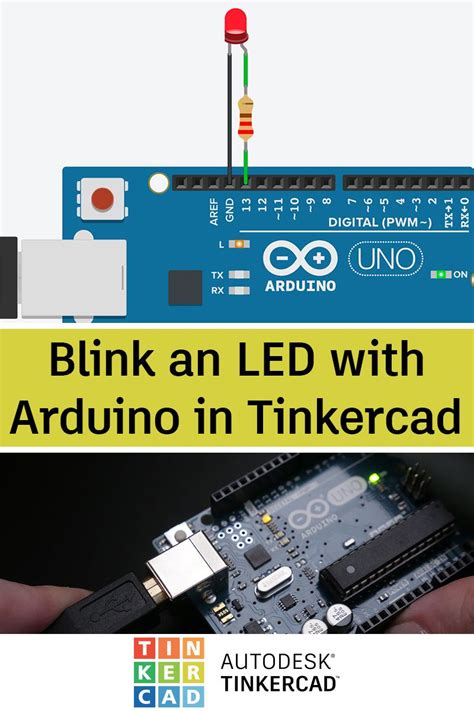 Blink An Led With Arduino In Tinkercad Arduino Light Emitting Diode Led