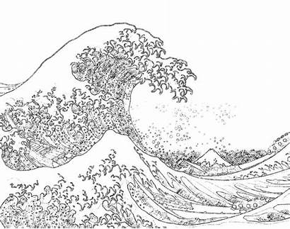 Coloring Ocean Pages Waves Wave Hokusai Printable