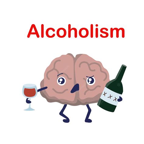 Premium Vector Alcoholic Brain With Alcohol Bottle Cartoon Character