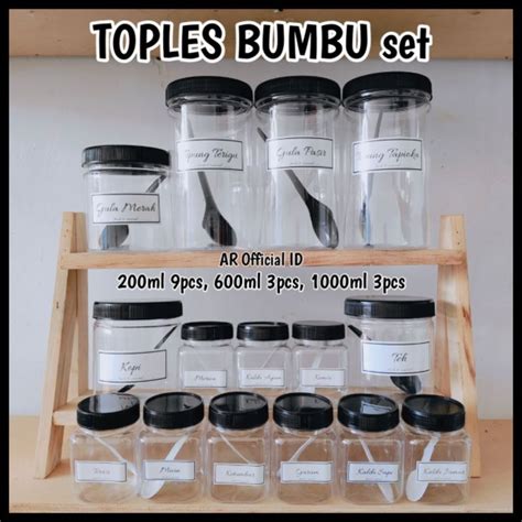 Jual 15pcs TOPLES BUMBU DAPUR SET Free Sendok Stiker PAKET RAK MURAH