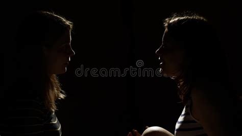 Two Girls Angry With Each Other Anger Quarrel Violence Unhappy