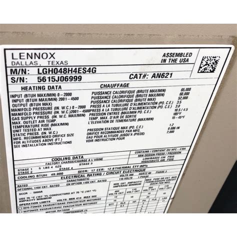 Lennox Lgh H Es G Ton Energence Rooftop Gas Elec Air Conditioner
