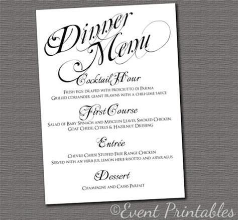 6 Best Images Of Free Printable Dinner Menu Cards Dinner Menu Card