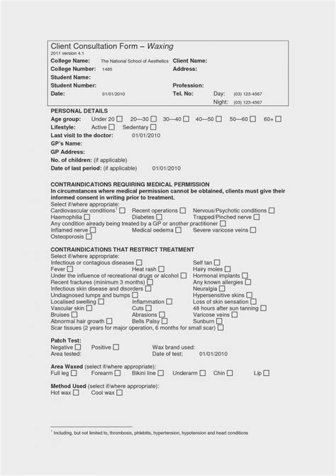 Hair Salon Client Consultation Form For Hair Services Patricia