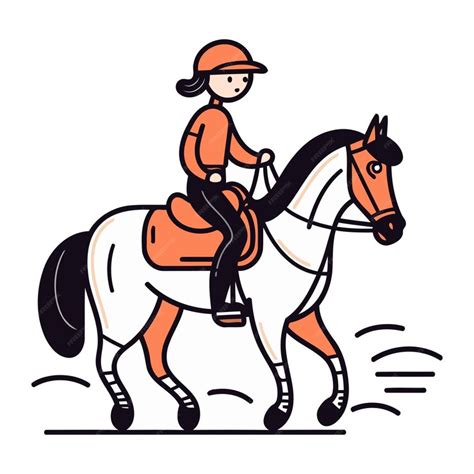 Premium Vector Girl Jockey Riding A Horse Vector Illustration In