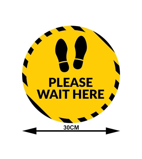 Please Wait Floor Sticker 30cm Yellowblack Retail Supplies From