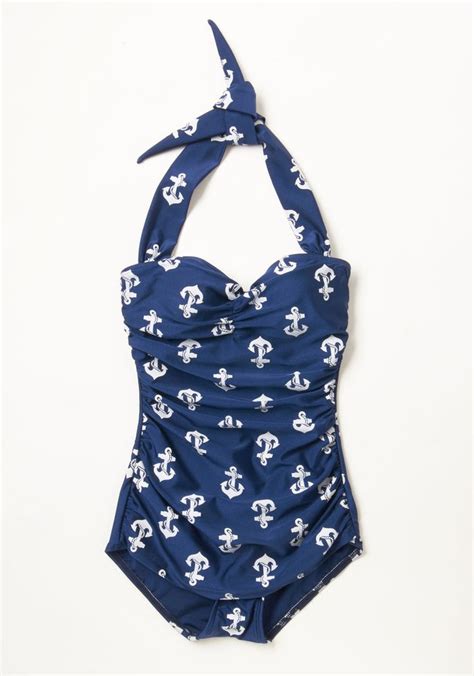 Bathing Beauty One Piece Swimsuit In Anchors Its Modcloths Ultimate