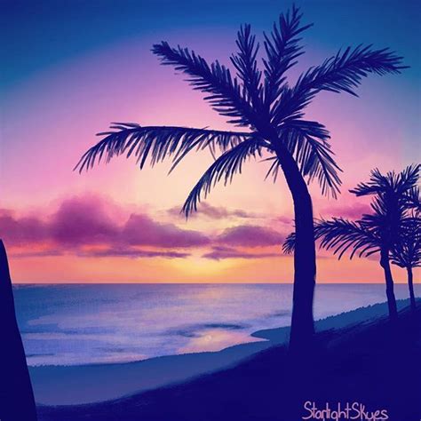 Purple Palm Tree Sunset Arthur Strange
